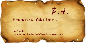 Prohaska Adalbert névjegykártya